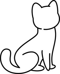 Black line cute cat icon PNG
