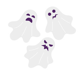 Happy halloween ghosts flat concept vector spot illustration. Haunted house spirits 2D cartoon characters on white for web UI design. Helloween monsters isolated editable creative hero image