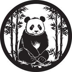 Panda Bear Baby Animal Sign Vector Graphic Silhouette Shape Clipart Digital Art Illustration © Xtremest