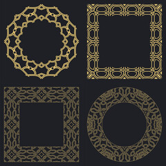 Set decorative circular vintage geometrical ornament.