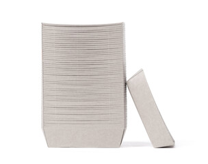 Empty disposable paper fast food tray isolated on white