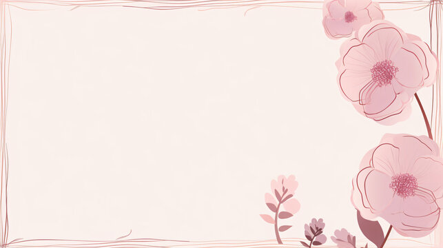 Pink flower frame background in feminine