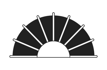 Folding japanese fan monochrome flat vector object. Traditional accessory. Vintage hand fan. Editable black and white thin line icon. Simple cartoon clip art spot illustration for web graphic design