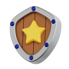 3d rendering Star Shield of game asset icon