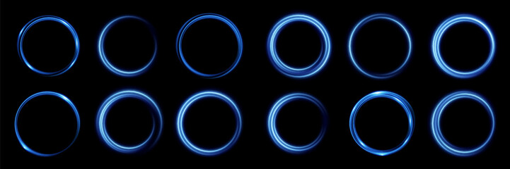 Neon magic circle.Futuristic light circle for background.Light frame.Vector.Magic portal.