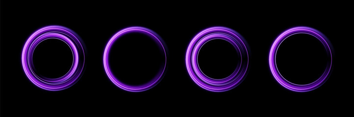 Neon magic circle.Futuristic light circle for background.Light frame.Vector.Magic portal.