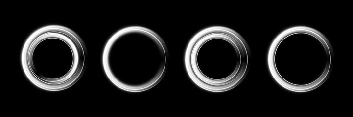 
Neon white magic circle. Futuristic light circle for background. Light frame. Vector. Magic portal.