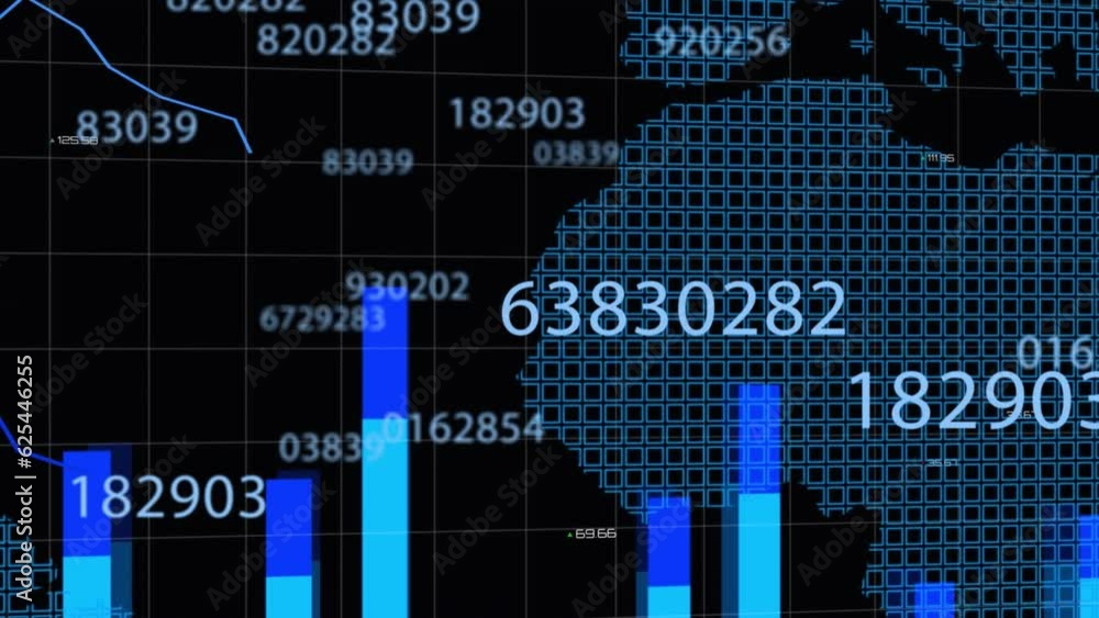 Poster animation of world map, statistics and data processing