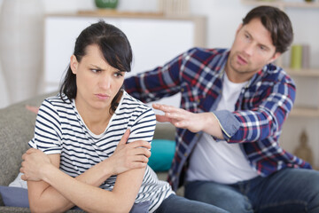 couple in troubles having difficulties and depressed