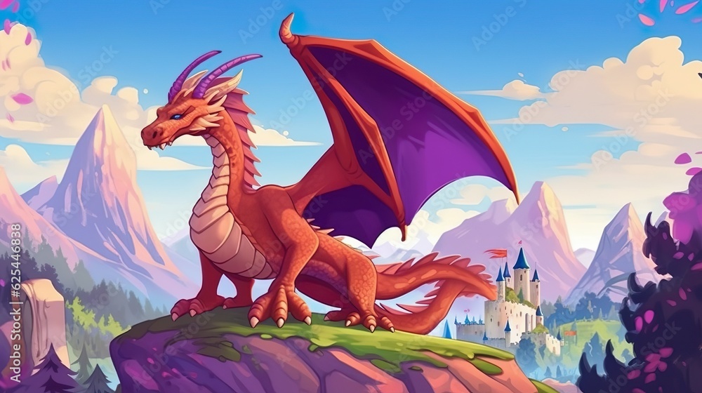 Poster abstract background dragons and their treasure. illustration in a banner design, transporting viewer