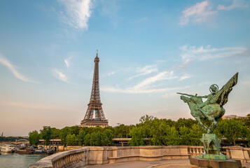 Fototapeta na wymiar Paris Eiffel Tower and famous river Seine in Paris, France.