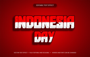 Vector Indonesia 17th of august text 3d style editable text effect