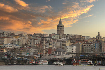 Fototapeta na wymiar Galata tower is a famous landmark in the European side of Istanbul
