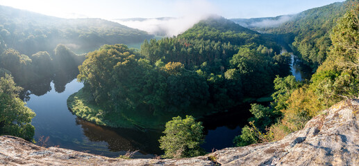Panorama view of the meander of the Dyje River in National Park Podyjí Thaya Thayatal Czech...