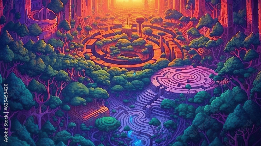 Poster abstract background labyrinths. a captivating illustration within a banner design, showcasing the en