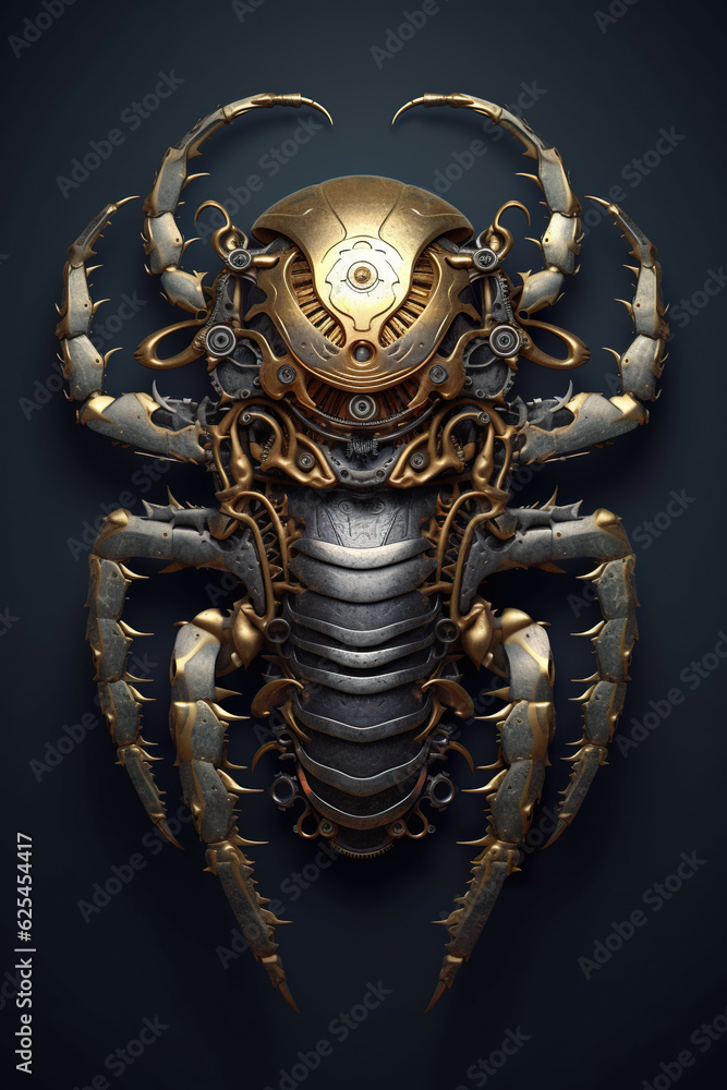 Poster a bug with a clock on it's back. generative ai.