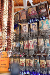 Religious Catholix Orthodox icons souvenirs at market