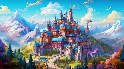 Abstract background magic academy. A visually stunning illustration in a banner design, capturing the essence of a magical academy with its spellbinding surroundings. Generative AI.