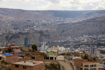 View from the scenic road to the landmark Muela del Diablo over the highest administrative capital,...