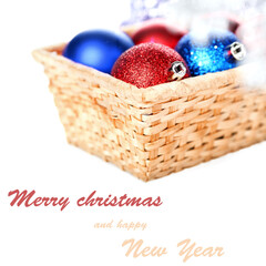 Christmas composition with gift box and decorations