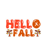 Hello fall retro t shirt design.