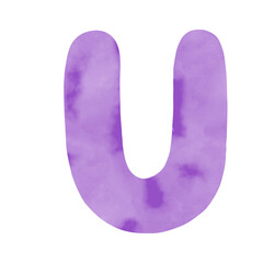 Violet letter art font, watercolor