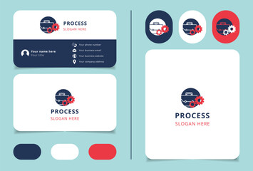 Process logo design with editable slogan. Branding book and business card template.