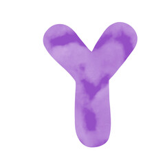 Violet letter art font, watercolor