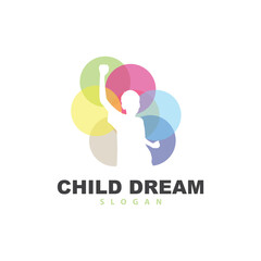 Dream Logo, Kid Dream Inspirational Design, Vector Reaching Star Fun Learning, Kids Dream Logo Templet