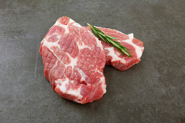 Meat on black surface