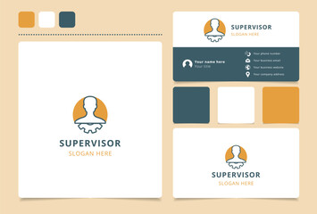 Supervisor logo design with editable slogan. Branding book and business card template.