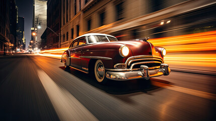 Fototapeta premium Car in motion - front perspective view