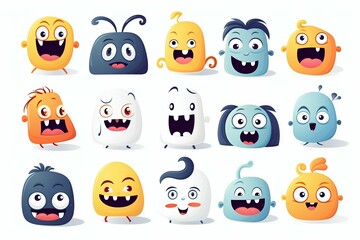 Obraz premium Collection of Funny Cartoon Monster Stickers. Generative AI.