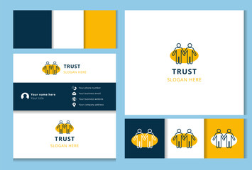 Trust logo design with editable slogan. Branding book and business card template.
