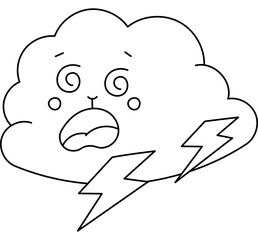 Cloud And Lightning Coloring Page