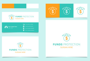 Funds protection logo design with editable slogan. Branding book and business card template.