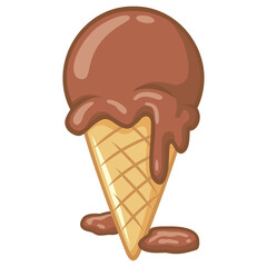 Ice Cream Chocolate Ball Scoop Melting Illustration Cartoon