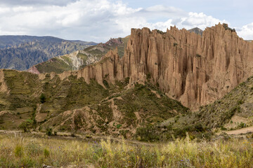 Scenic landscape at the viewpoint Muela del Diablo and the mountains surrounding the highest capital and vibrant city La Paz and El Alto in Bolivia