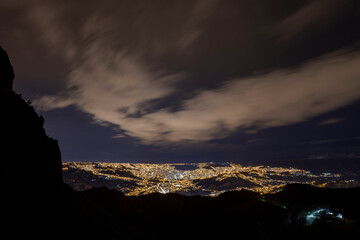 City lights of La Paz and El Alto, highest capital and vibrant city surrounded by the highest peaks of the Andes mountains in Bolivia, South America