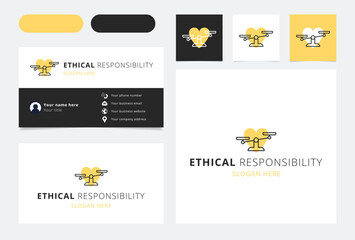 Ethical responsibility logo design with editable slogan. Branding book and business card template.