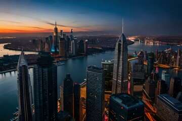 futuristic city and buildings