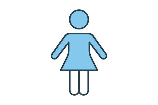 woman icon. icon related to sign toilet, dressing room, bathroom. Flat line icon style design. Simple vector design editable