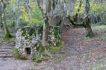 Chorco de los lobos, a structure built in the past to capture wolves in the valley of valdeon. León, Spain.