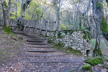 Chorco de los lobos, a structure built in the past to capture wolves in the valley of valdeon. León, Spain.