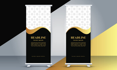 vector Roll up banner template with modern shapes