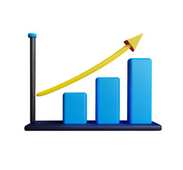 stock graph chart business arrow market increase success money profit plastic 3D icon