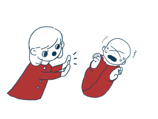 赤子を癒す女性のイラスト