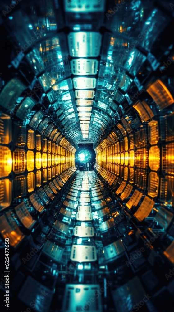 Poster a dark tunnel with a light at the end. generative ai.