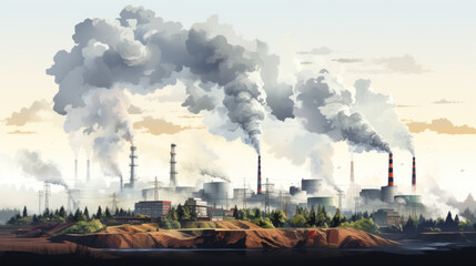 Pollution of the environment. 3d rendering. Generative AI.
