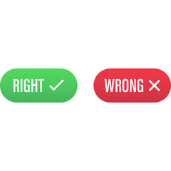 Right and Wrong buttons icon. Vector illustration